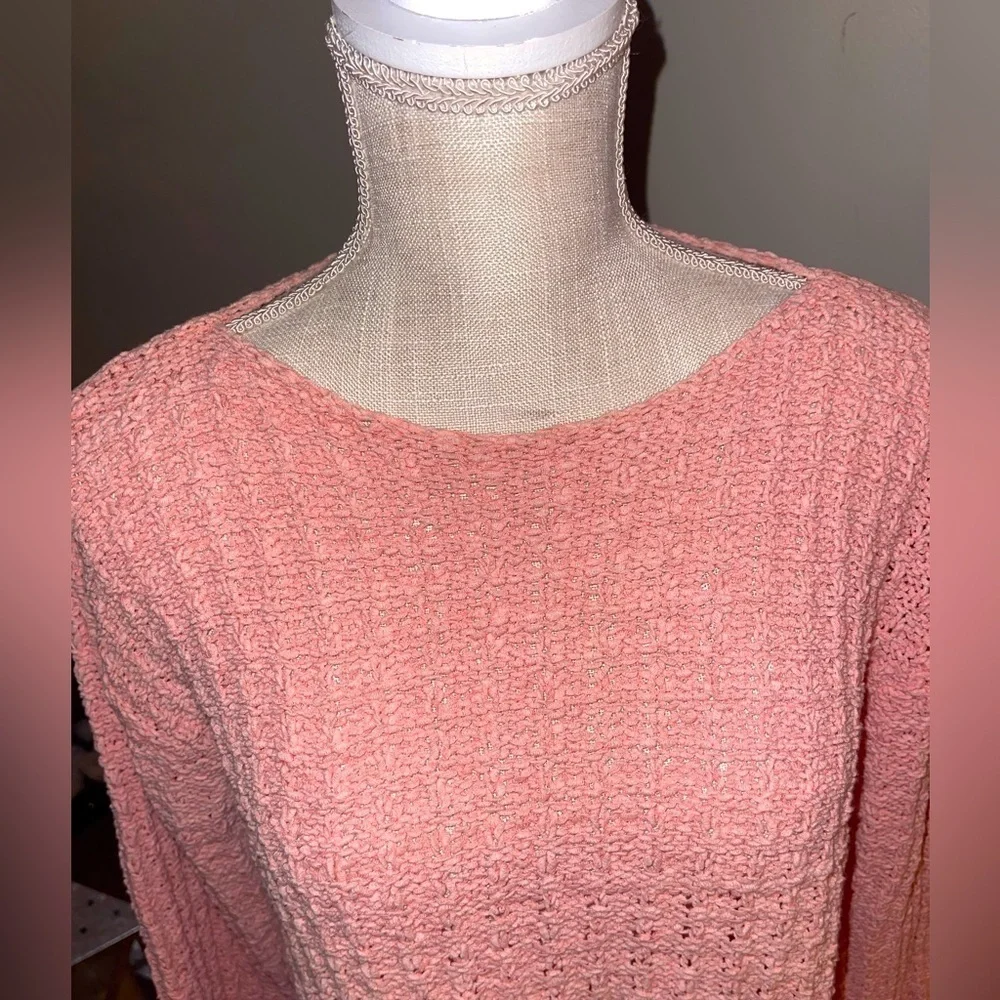 Margaret O’Leary knitted pink sweater. 3/4 sleeve EUC